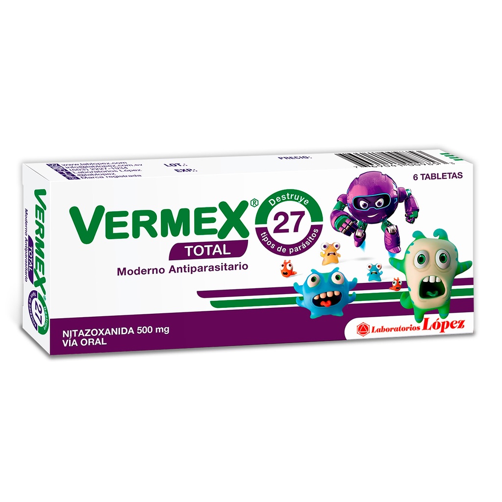 VERMEX TOTAL 500MG  6 TABLETAS X CAJA