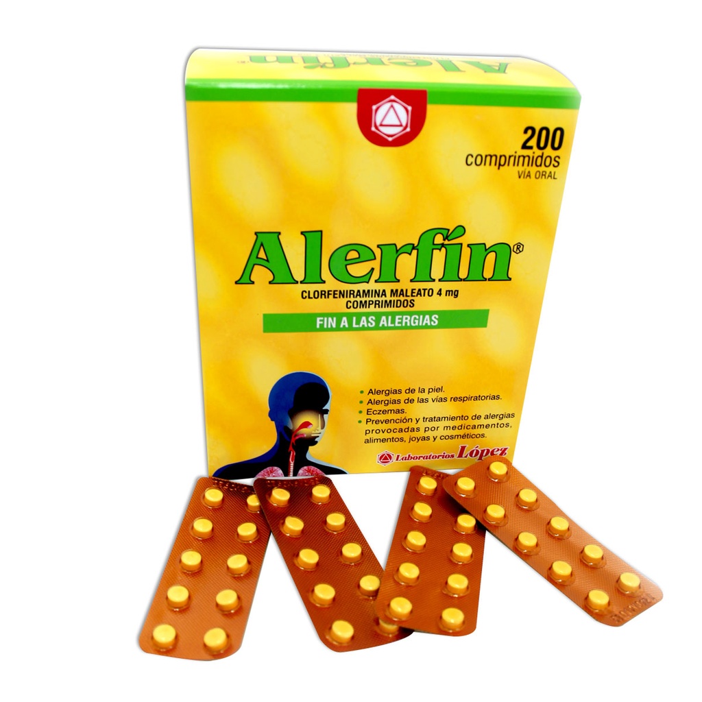 ALERFIN 4MG 200 TABLETAS X CAJA